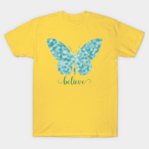 Believe Blue Butterfly T-Shirt by Heartsake